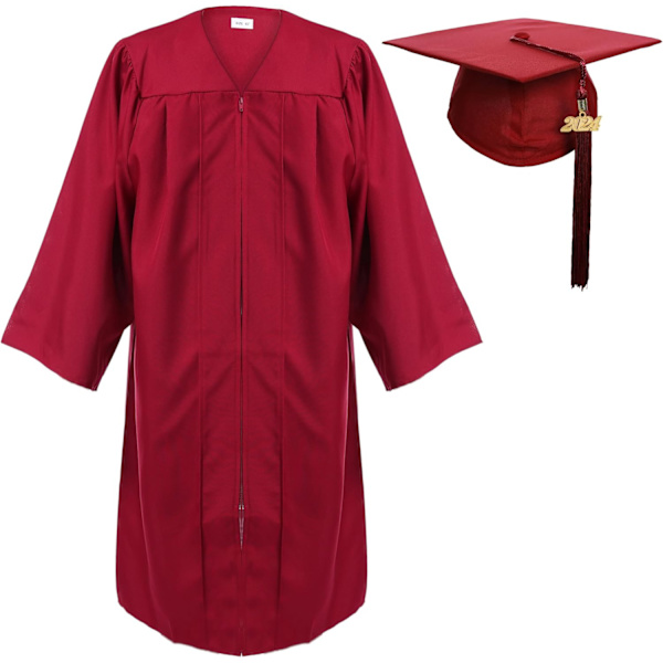 rara Matte Graduation Cap and Gown Tassel Set Maroon 54FF(5'9\\-5'11\\)