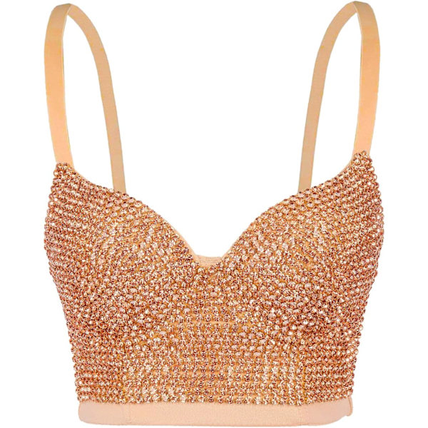 kiss Dam handgjorda strass glänsande diamant push up bustier club party bh beskuren topp väst champagne Db900 medium