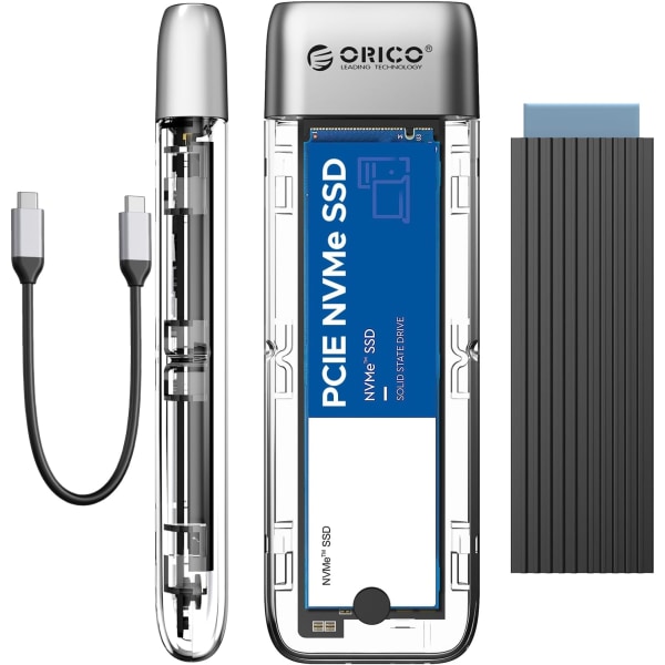 M.2 NVMe SATA SSD-hölje, verktygsfritt USB 3.2 typ-C 10 Gbps till M.2 SSD-hölje för SATA/NVMe M.2(M-Key/B+M-Key) SSD-stöd 2230/2242/2260/2280, upp till 4 TB-TXM2M