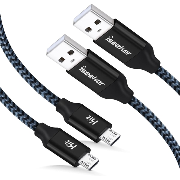 P Controller Wire, iSeekerKit 2-Pack 15Ft PS4 Micro USB Kabel Styrenhet Laddningskabel för Playstation 4 Dualshock 4 PS4 Slim/ Pro, Android, Samsung