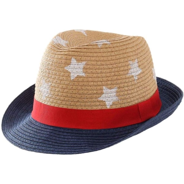 racy Barnens Pojkar Halmhatt Sommar Solskydd Hatt för Baby Toddler Fedora Strandhatt Röd Band 2-3T