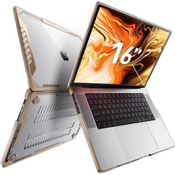 CASE Unicorn Beetle Series Case för MacBook Pro 16 tum (2021 release) A2485 M1 Pro / M1 Max, Dual Layer Hard Shell Prot Tan