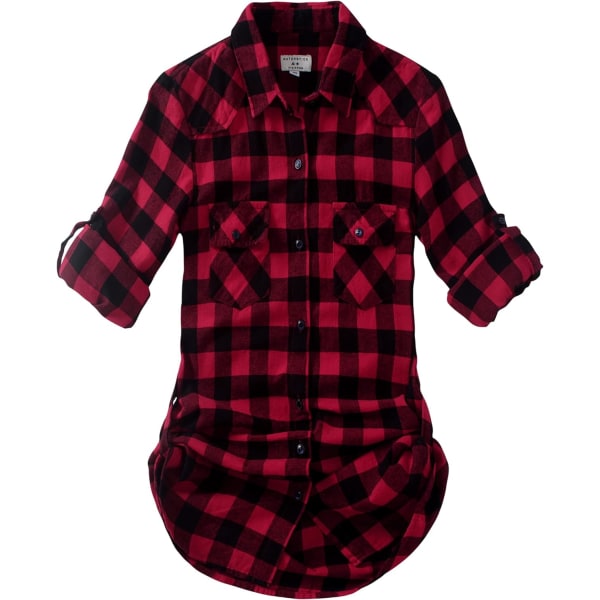 ch Långärmad flanell-rutig skjorta för kvinnor 2021 Checks#1 Large