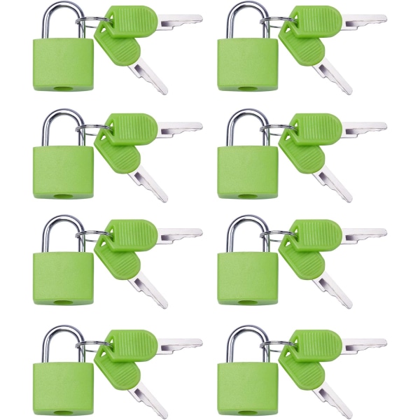 ssa hänglås (10-pack) Litet hänglås med nyckel för bagagelås, ryggsäck, gym skåplås, resväska lås, klassrumsmatch 8 × grön