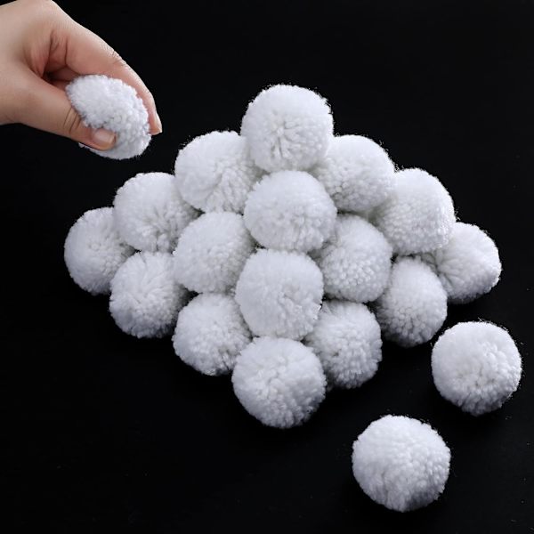 Pieces Arts and Crafts Pom Pom Balls Garn Pom Poms Fuzzy Pom Poms Ball Bright Large Pompoms DIY Kreativt Hantverk Dekoration Vit