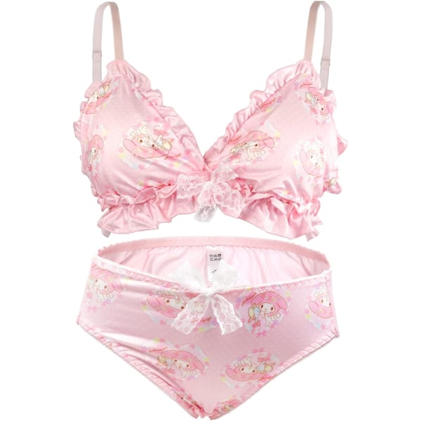 oli Damer Söt Underkläder Set Sweet Strawberry Bikini Wirless BH och trosa - 100 % rosa One Size