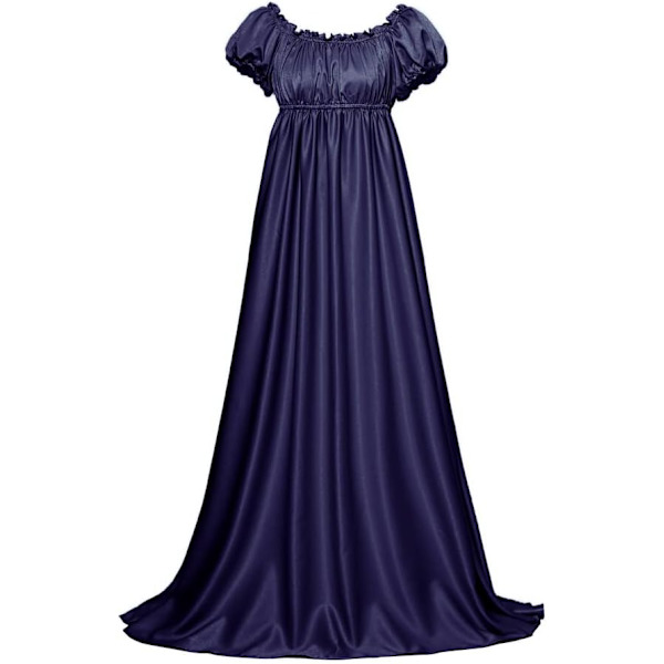 e Dress Regency Victorian Tea Party Gown Jane Austen Inspirerad Klänning för Kvinnor Mörkblå Liten-Medium