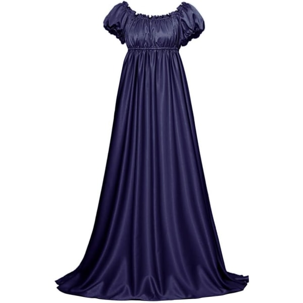 e Dress Regency viktoriansk tepartyklänning Jane Austen inspirerad klänning för kvinnor Mörkblå XXL/XXXL