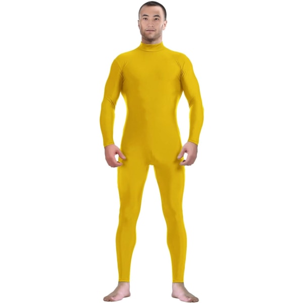 ler herr- och damspandex utan huvud och utan handskar strumpor Zentai kostym Bodysuit Stretchy Cosplay Unitard Body Su Gul Stor