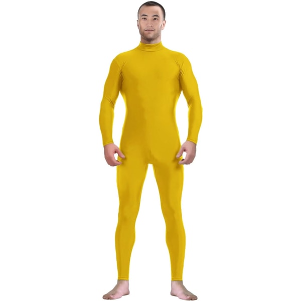 ler Spandex för män och kvinnor utan huvud och utan handskar Strumpor Zentai Costume Body Stretchy Cosplay Unitard Body Su Gul Medium