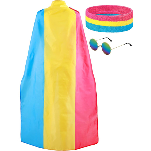 TQ Pride Rainbow Set, Regnbåge Pride Cape Hårband Solglasögon för Högtidsfest och Daglig Användning