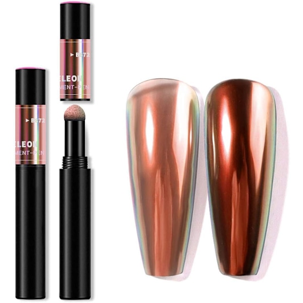 1S Krom Nagelpulver Penna - Holografiska Naglar Pulver Air Cushion Penna Unicorn MirrorColor-872