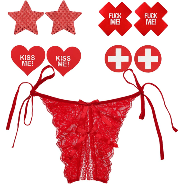 amirio Sexiga stygga underkläder för kvinnor Röd 1 spets Thon X-Large