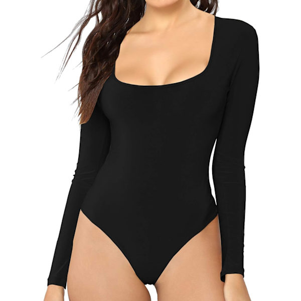 GDIUP Body för kvinnor Rund hals Långärmad Stretch Toppar Jumpsuit