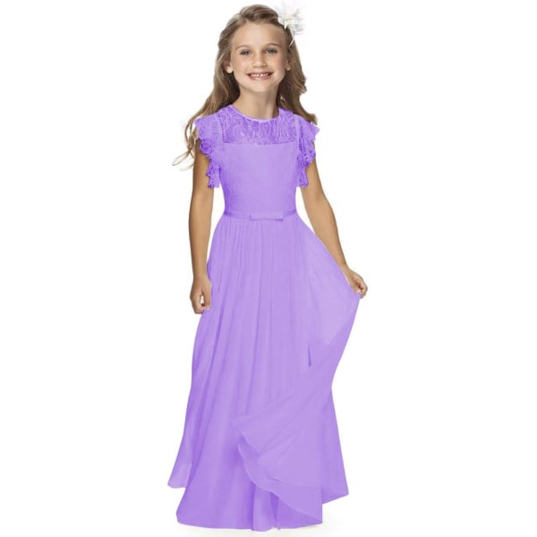 Nattvardklänningar för flickor 1-12 år Benvita storlek 2 Lila 10