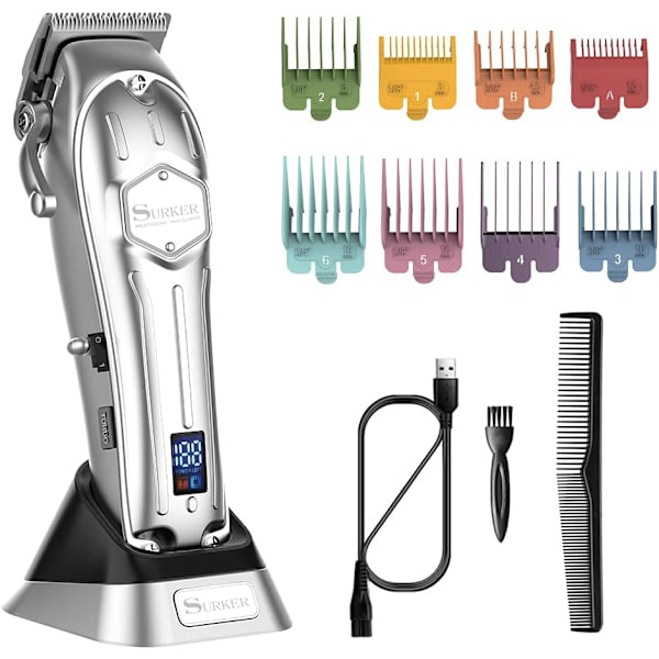 SKER Herr Hårklippare Hår Trimmer Skägg Trimmer 8 Färgglada Klippkammar Pro Sladdlös USB Laddningsbar Hårklippningssats för Män LED-display
