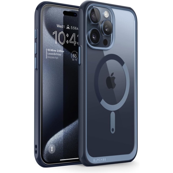 CASE Unicorn Beetle Mag Case för iPhone 15 Pro Max 6,7", kompatibel med MagSafe Shockproof Protective Slim Clear Case ( Navy
