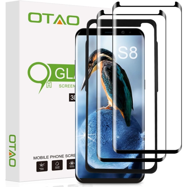 Gaxy S8 Skärmskydd Härdat Glas (2-pack), OTAO 3D Curved Dot Matrix Glas Skärmskydd för Samsung Galaxy S 8 med installationsbricka [Ca