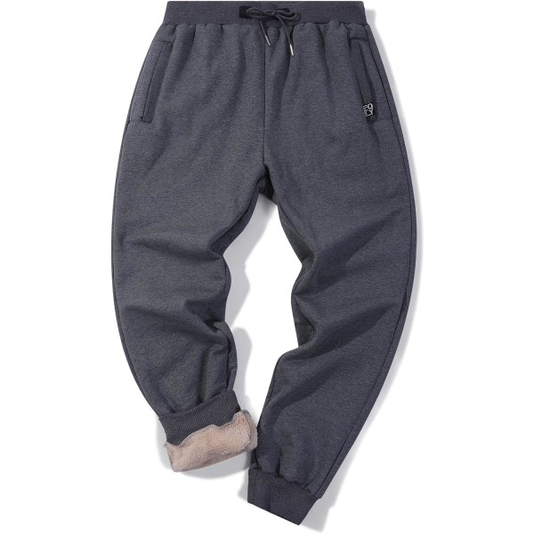 MEA Fleece Joggers Byxor för Män Vinter Aktiv Löpning Sherpa Fodrade Sweatpants 11 Grå   Medium