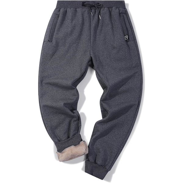 MEA Fleece Joggers Byxor för Män Vinter Aktiv Löpning Sherpa Fodrade Sweatpants 11 Grå   X-Large