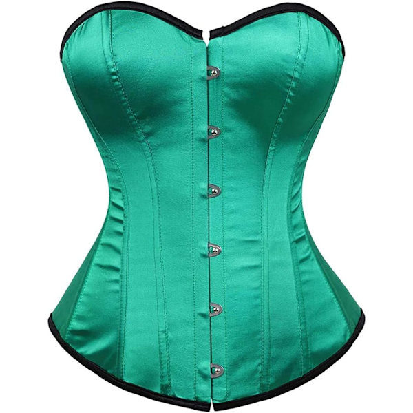 IGEJI Satin Sexig Stark Benad Korsett Snörning Överbyst Midja Cincher Bustier Bodyshaper Topp Grön Liten