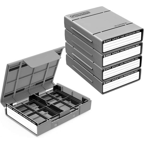 5-pack hårddiskväska skyddande låda för 3,5/2,5 tum SSD HDD bärbar med antistatisk, stöttålig och dammtät reseförvaringsväska-PHP25-