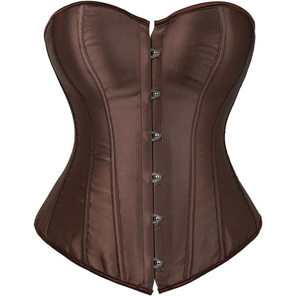 HOU Dam Bustier Korsett Topp Plus Storlek Satin Midja Cincher Overbust Bustiers Brun Stor