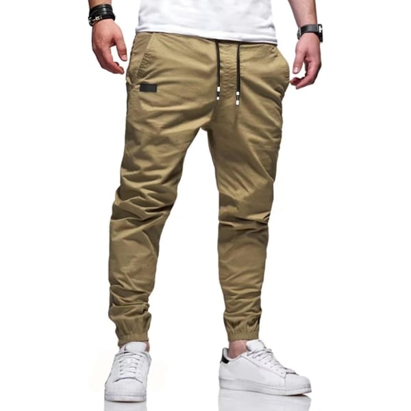 Outdoor Jogging Casual Byxor Slim Joggers Träning Byxor för Löpning Sweatpants Vandring Mörk Khaki X-Large