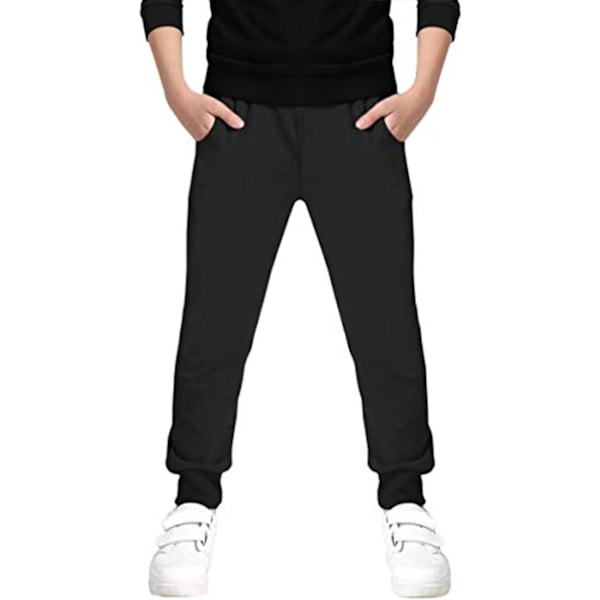 ity Pojkar Bomulls Joggingbyxor, 4-12 År 9806 Svart 4-5T