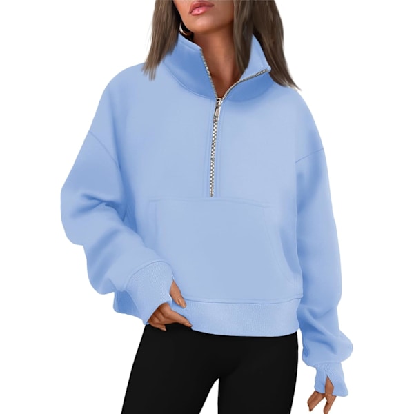 N Dam Oversized Sweatshirts Halv Zip Pullover Fleece Quarter Zip Up Hoodies 2023 Höst Mode Kläder Vinterkläder