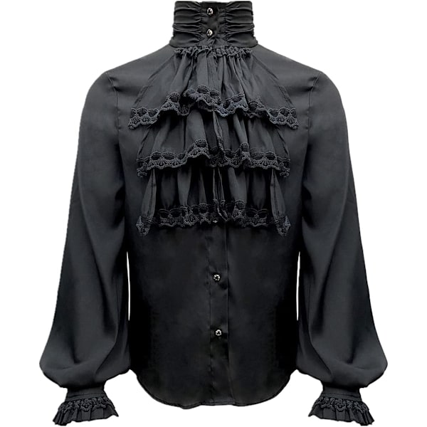 EIX Herr Pirat Vampyr Skjorta Renässans Viktorian Medeltida Gotisk Skjorta Svart XX-Large
