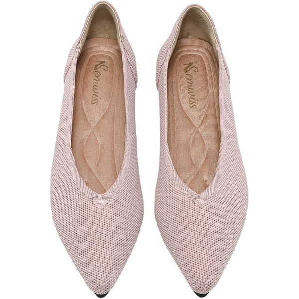wiss Damskor Ballerinaskor Bekväma Casual Dressy Skor, Arbets Ballerinaskor Kontorsskor Spetsiga Ballerinaskor Rosa-1 8.5 US