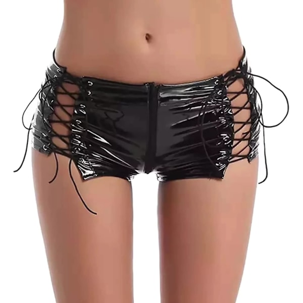 YA Dam Läder Booty Shorts Blanka Metallic PVC Underkläder Assort för Rave Dans Festival Fest Klubb Heta Shorts 4 Medium
