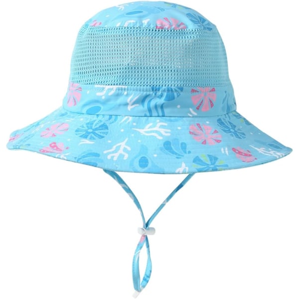 racy Baby Toddler Kids Justerbar Solskydd Hatt UPF 50+ Pojkar Flickor Mesh Bucket Hat Fällbar Havsblomma 2-4T