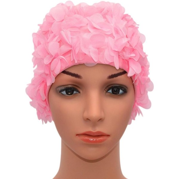 ifier Spets Vintage Cap Blomblad Kronblad Retro stil Badmössor för kvinnor Rose Pink 2