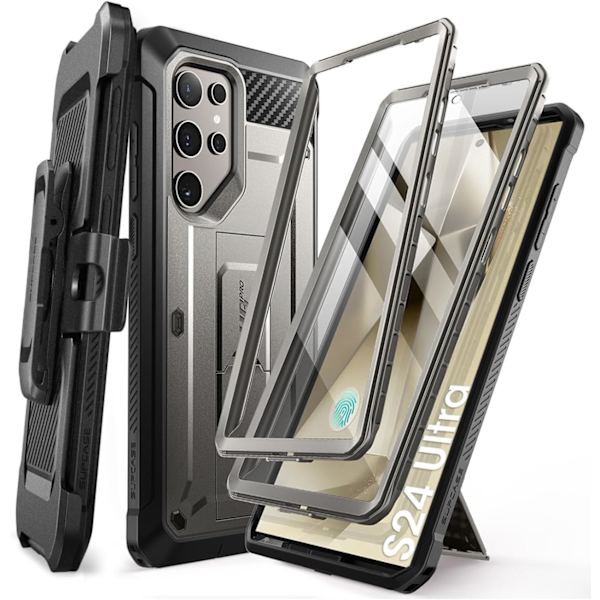 CASE UB Pro Fodral för Samsung Galaxy S24 Ultra, [2 Front Frames] [Militär-Grade Protection] Heavy Duty Rugged Case med  TiGray