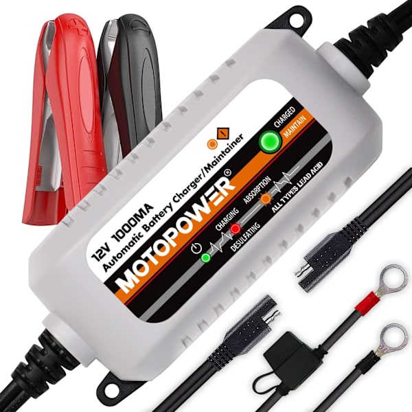 MOPOWER MP00205B 12V 1000mA Helt Automatisk Batteriladdare/Underhållare - Optimizer X - Förlänger Batteriets Livslängd