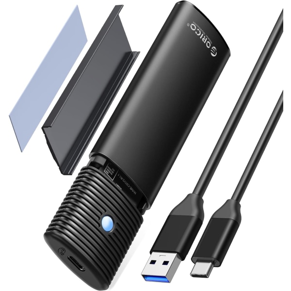M.2 NVMe & SATA SSD-hölje Adapter Verktygsfri, USB C 3.2 Gen 2 10Gbps NVME, 5Gbps NGFF SATA PCIe M-Key(B+M Key) 2230/2242/2260/2280, Aluminium Extern M2-läsare Stödjer UASP Trim- PWDM2 Svart-C till