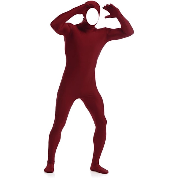 ler herr och dam spandex öppen ansikte helkropp zentai kostym body vinröd X-Large
