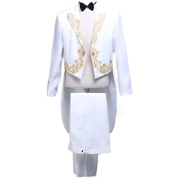 Slim Fit Smoking Kostym Formell Magisk Show Kostym Frack Jacka Smoking Kostymer Chorus Musiker Cosplay Magiker Frack D Vit Medium