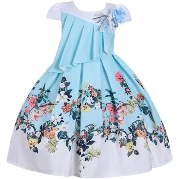 Cosplay Elegant Flower Glown Dress för flickor Young Adult Fashion Bow Flower Kids Party Festival Åldrar 5-9 år Mint Green 9 år