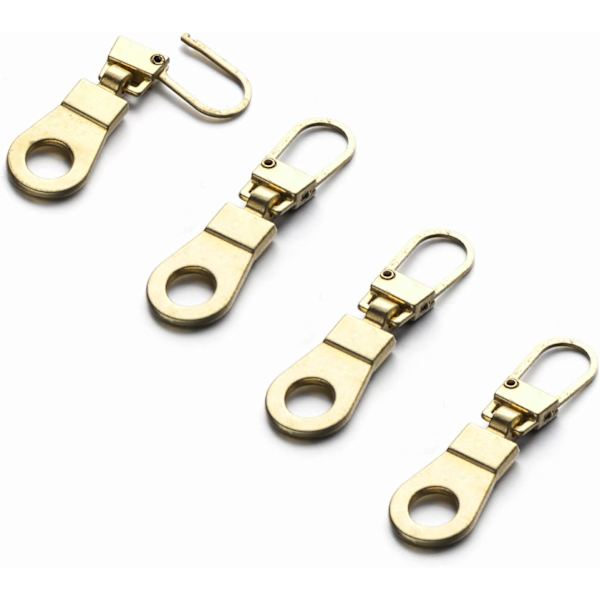 eer dragkedja dragkedja ersättning för små hål dragkedja, avtagbar dragkedja flik reparation för kläder jackor stövlar handväska 4 stycken 4 st guld