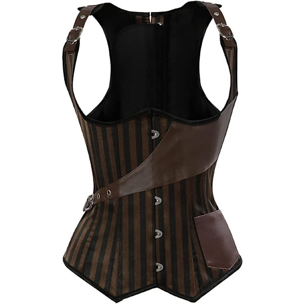 UN Dam Steampunk Korsett Topp Vintage Renässans Bustier Korsett Väst Underbust Korsett Tank Top #7-brun XX-Large