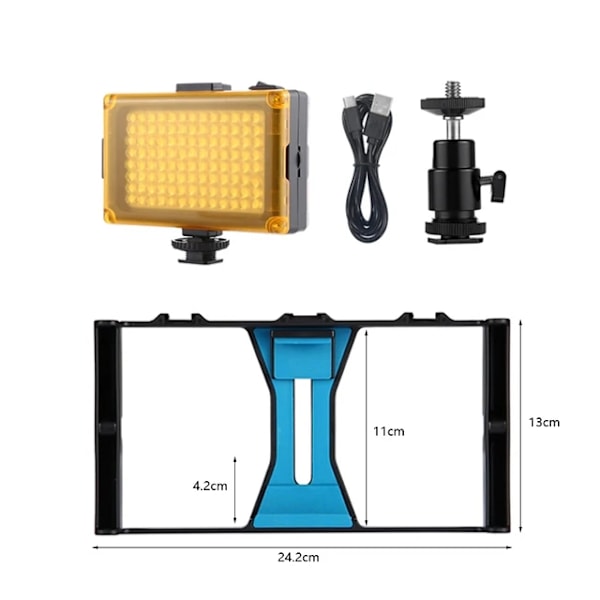 Hgry pkt3021 smartphone kit video utrustning telefon bur stabilisator med ljus f
