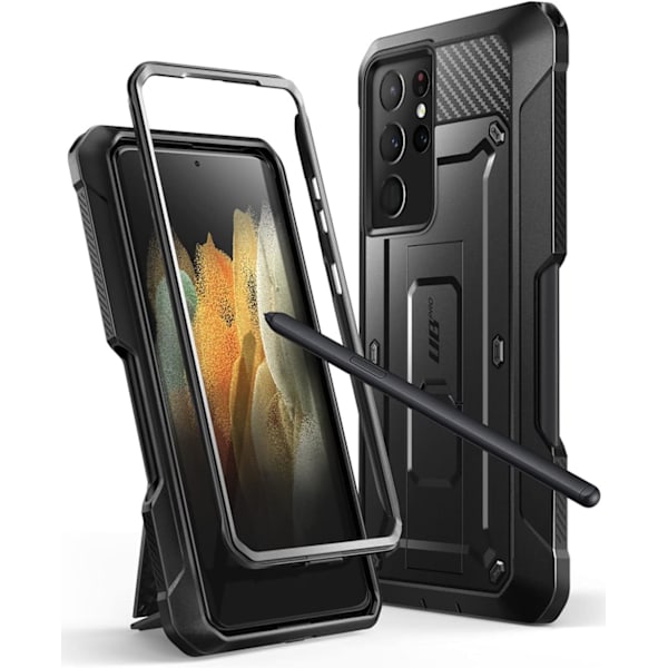 CASE Unicorn Beetle Pro Series Fodral för Samsung Galaxy S21 Ultra 5G (2021 Release), Helkropp Dubbelskikts Robust Holster Svart