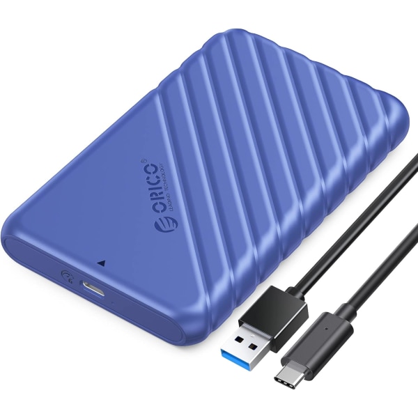 2,5-tums USB C-hårddiskhölje USB 3.1 Gen 2 till SATA III 6 Gbps externt hårddiskfodral för SSD HDD 9,5 7 mm verktygsfritt med UASP, svart ORICO-25P