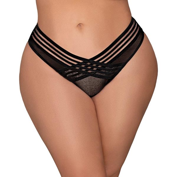 amgirl Dam Shadow Stripe Mesh Trosa Svart X-Large