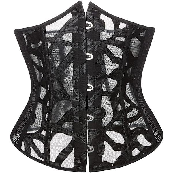 MMUO Mesh Underbust Korsett Sexig Bonad Fashion Push Up Midjetränare Cincher Utekläder Toppar för Kvinnor Svart X-Large