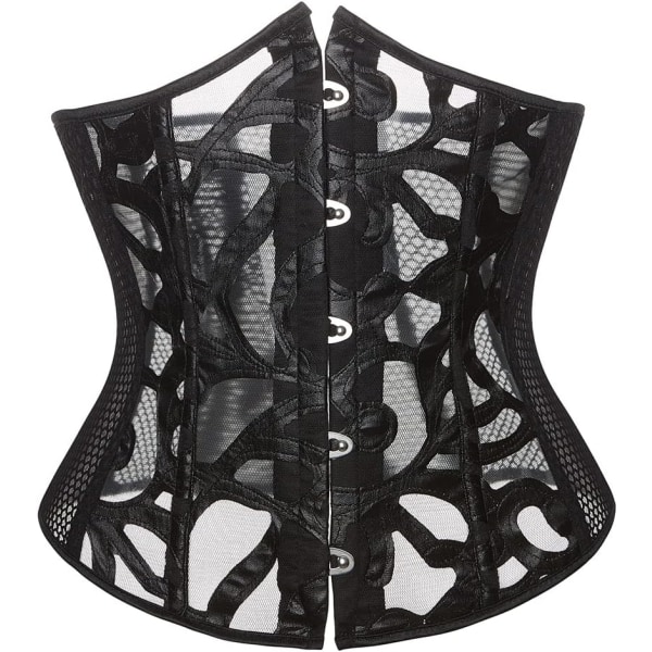 MMUO Mesh Underbust Korsett Sexig Bonad Fashion Push Up Midjetränare Cincher Utgående Toppar för Kvinnor Svart XX-Large