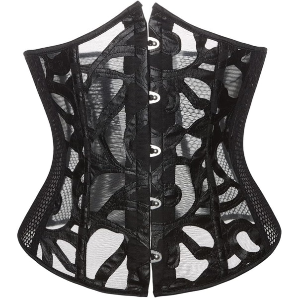 MMUO Mesh Underbyst Korsett Sexig benmode Push Up Waist Trainer Cincher Going Out Toppar för kvinnor Svart Liten